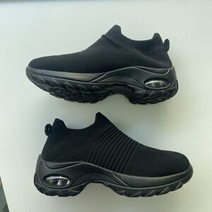 Slow Man Women's Walking Shoes Sock Sneakers Mesh Slip On Air Cushion Size 8 Blk